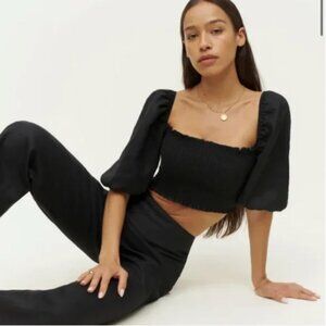 Reformation Scarlett Linen Two Piece 0P Petite Black